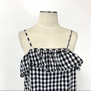 Target A New Day Black and White Gingham Boxy ruffled cami glowy tank top